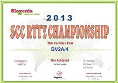 2013 - SCC RTTY Championship, World #5, Asia #2, Taiwan #1
