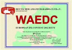 2012 - WAEDC RTTY Contest, World #7, Asia #2, Taiwan #1