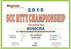2015 - SCC RTTY Championship, World #10, Asia #1, Taiwan #1