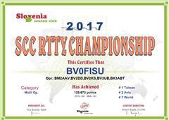 2017 - SCC RTTY,  World #7, Asia #2, Taiwan #1