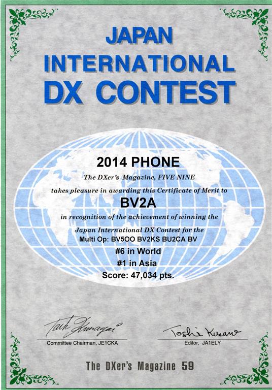 JIDX SSB Contest, World #6, Asia #1
