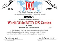 2019 - CQWW RTTY, Asia #4,Taiwan #1
