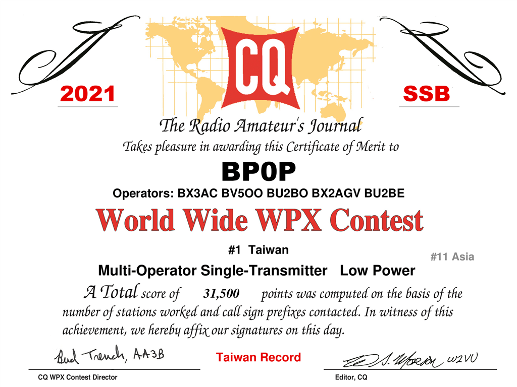 CQWW WPX Contest, Taiwan #1