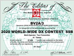 2020 - CQWW SSB DX Contest, Taiwan #1